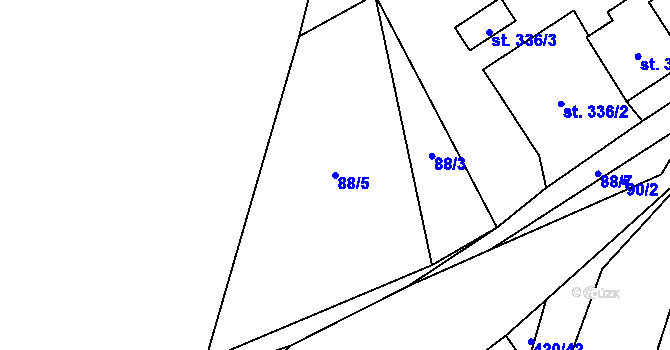 Parcela st. 88/5 v KÚ Raškovice, Katastrální mapa