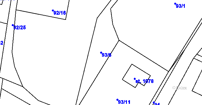 Parcela st. 93/6 v KÚ Raškovice, Katastrální mapa