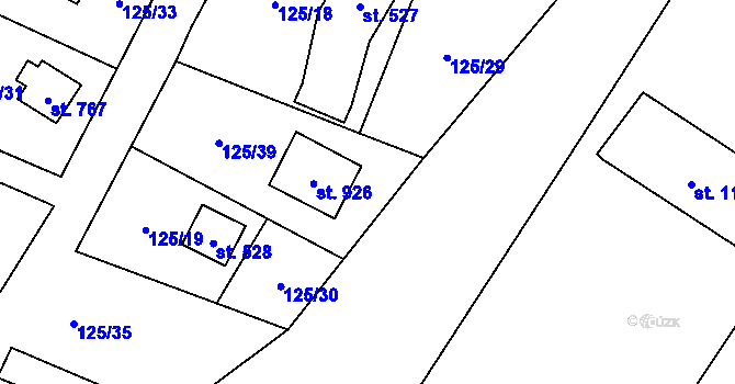 Parcela st. 125/40 v KÚ Raškovice, Katastrální mapa