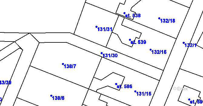 Parcela st. 131/30 v KÚ Raškovice, Katastrální mapa