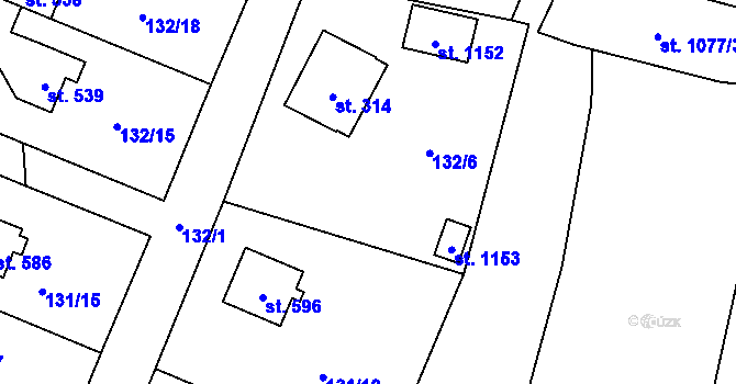 Parcela st. 132/6 v KÚ Raškovice, Katastrální mapa