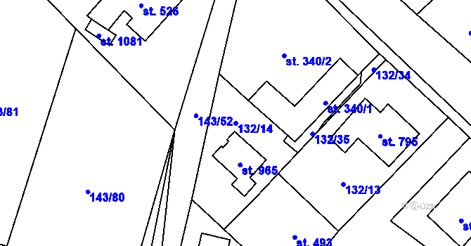 Parcela st. 132/14 v KÚ Raškovice, Katastrální mapa