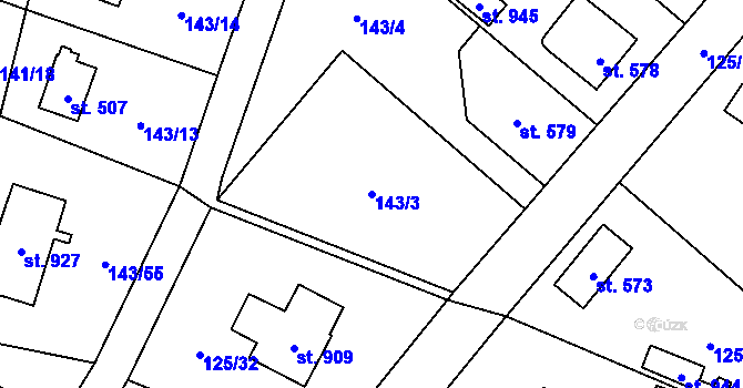 Parcela st. 143/3 v KÚ Raškovice, Katastrální mapa
