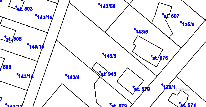 Parcela st. 143/5 v KÚ Raškovice, Katastrální mapa