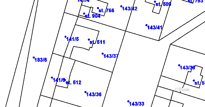 Parcela st. 143/37 v KÚ Raškovice, Katastrální mapa
