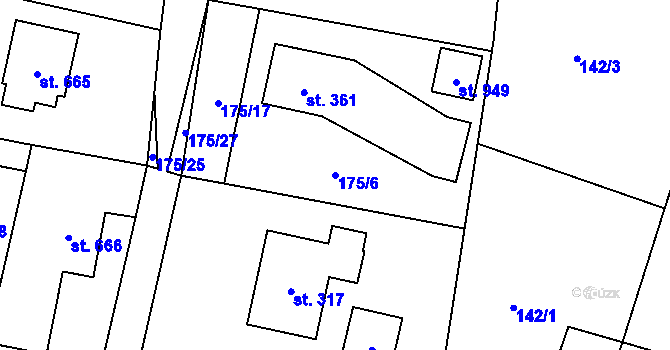 Parcela st. 175/6 v KÚ Raškovice, Katastrální mapa
