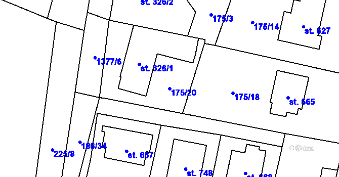 Parcela st. 175/20 v KÚ Raškovice, Katastrální mapa