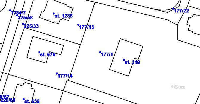 Parcela st. 177/1 v KÚ Raškovice, Katastrální mapa