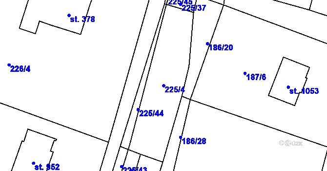 Parcela st. 225/4 v KÚ Raškovice, Katastrální mapa