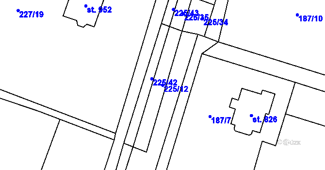 Parcela st. 225/12 v KÚ Raškovice, Katastrální mapa