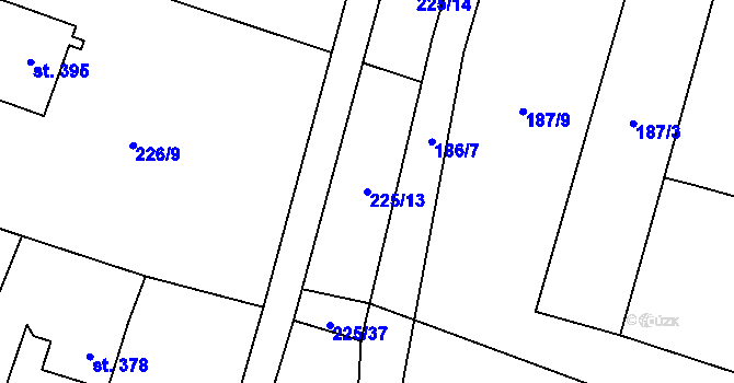 Parcela st. 225/13 v KÚ Raškovice, Katastrální mapa