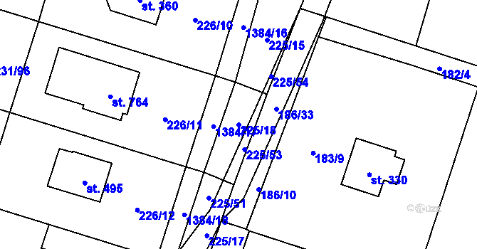 Parcela st. 225/18 v KÚ Raškovice, Katastrální mapa