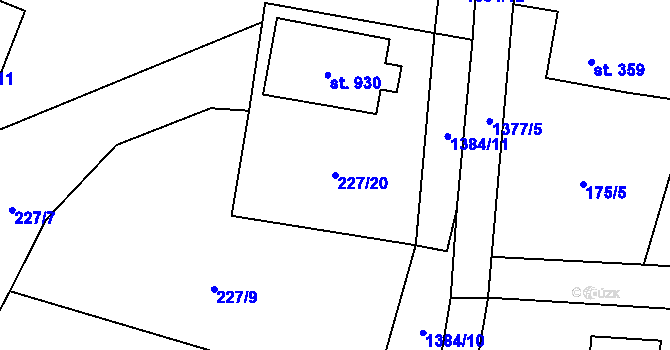 Parcela st. 227/20 v KÚ Raškovice, Katastrální mapa