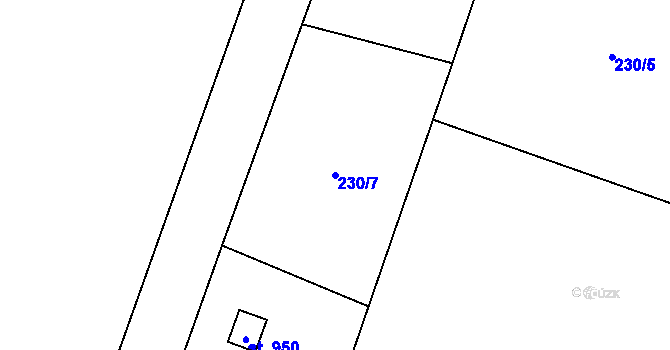 Parcela st. 230/7 v KÚ Raškovice, Katastrální mapa