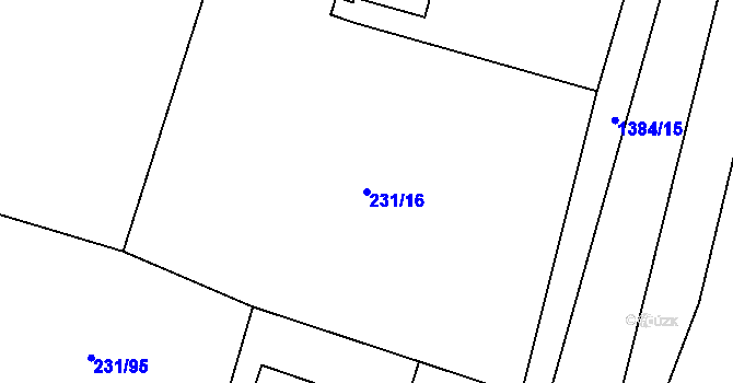 Parcela st. 231/16 v KÚ Raškovice, Katastrální mapa