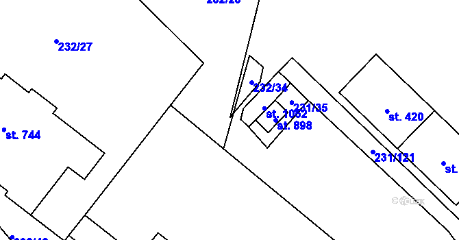 Parcela st. 231/37 v KÚ Raškovice, Katastrální mapa