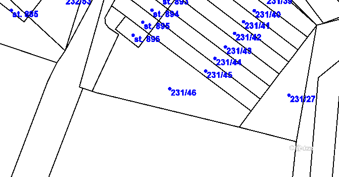 Parcela st. 231/46 v KÚ Raškovice, Katastrální mapa