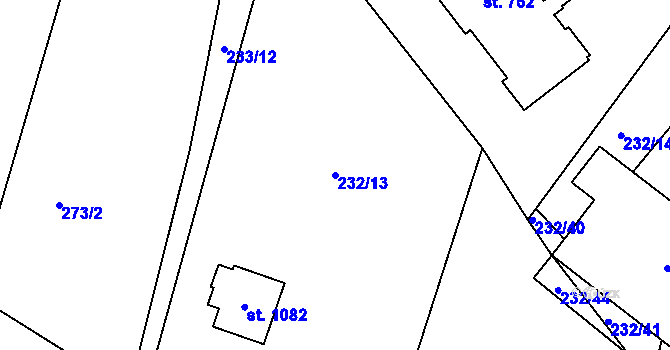 Parcela st. 232/13 v KÚ Raškovice, Katastrální mapa