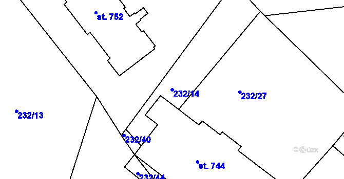 Parcela st. 232/14 v KÚ Raškovice, Katastrální mapa