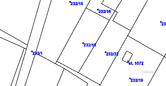 Parcela st. 232/18 v KÚ Raškovice, Katastrální mapa