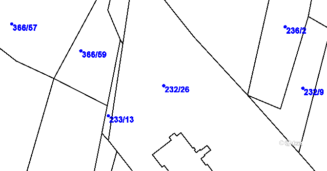 Parcela st. 232/26 v KÚ Raškovice, Katastrální mapa