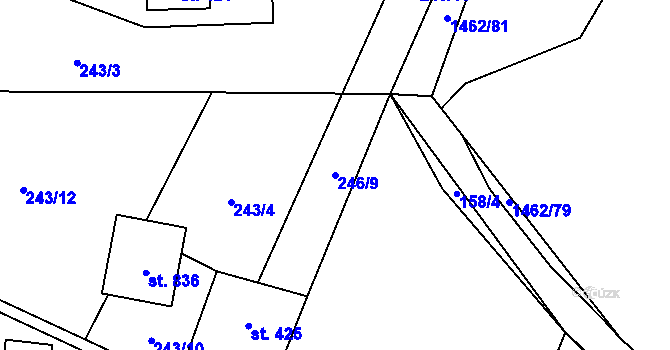 Parcela st. 246/9 v KÚ Raškovice, Katastrální mapa