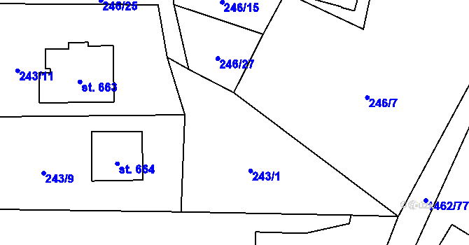 Parcela st. 246/12 v KÚ Raškovice, Katastrální mapa