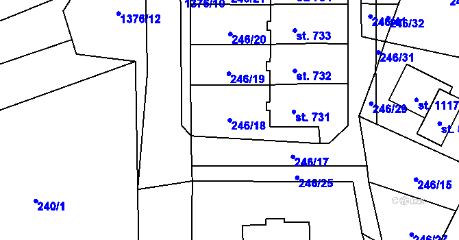 Parcela st. 246/18 v KÚ Raškovice, Katastrální mapa