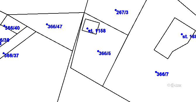 Parcela st. 366/5 v KÚ Raškovice, Katastrální mapa