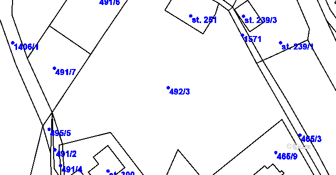 Parcela st. 492/3 v KÚ Raškovice, Katastrální mapa