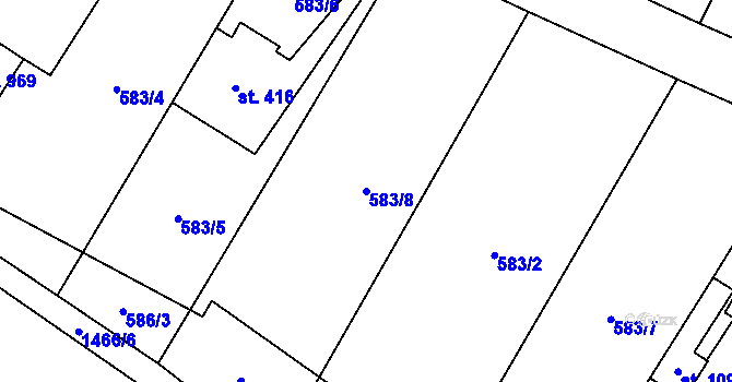 Parcela st. 583/8 v KÚ Raškovice, Katastrální mapa