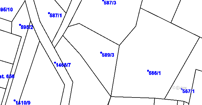 Parcela st. 589/3 v KÚ Raškovice, Katastrální mapa