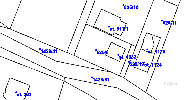 Parcela st. 625/5 v KÚ Raškovice, Katastrální mapa