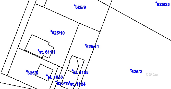 Parcela st. 625/11 v KÚ Raškovice, Katastrální mapa