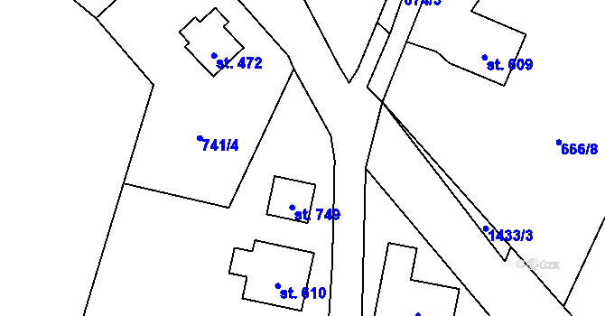 Parcela st. 665/3 v KÚ Raškovice, Katastrální mapa