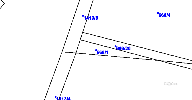 Parcela st. 668/1 v KÚ Raškovice, Katastrální mapa