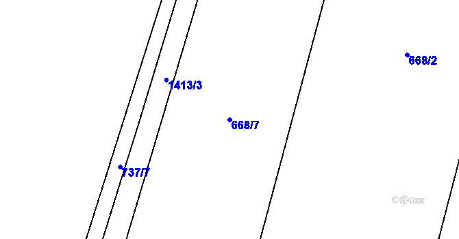 Parcela st. 668/7 v KÚ Raškovice, Katastrální mapa