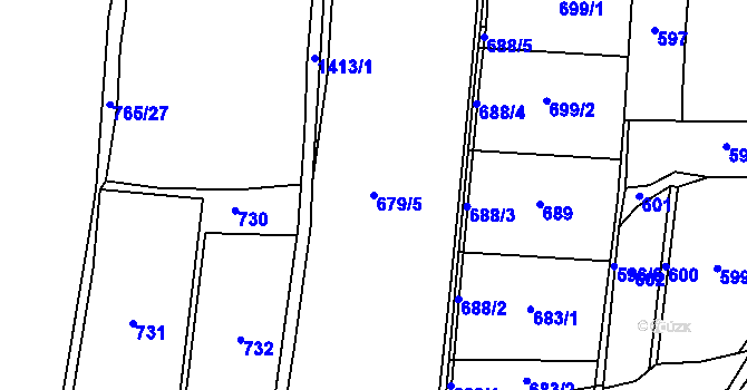 Parcela st. 679/5 v KÚ Raškovice, Katastrální mapa