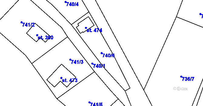 Parcela st. 740/6 v KÚ Raškovice, Katastrální mapa