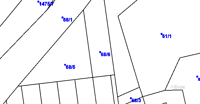 Parcela st. 68/6 v KÚ Raškovice, Katastrální mapa