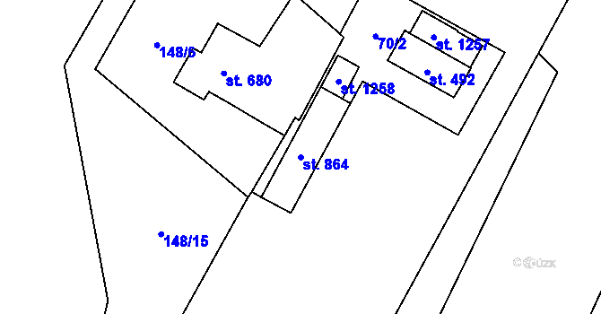 Parcela st. 864 v KÚ Raškovice, Katastrální mapa