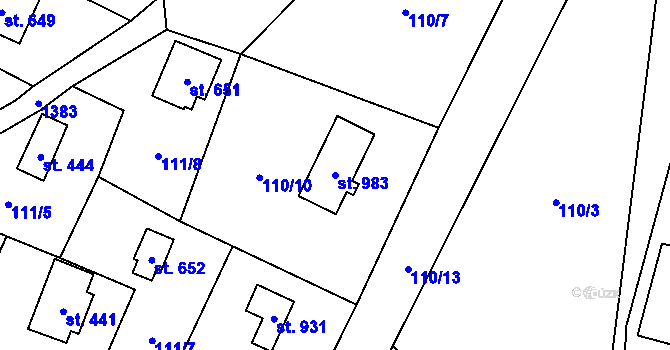 Parcela st. 983 v KÚ Raškovice, Katastrální mapa