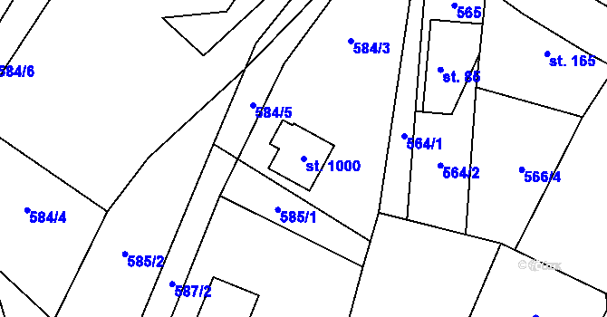 Parcela st. 1000 v KÚ Raškovice, Katastrální mapa