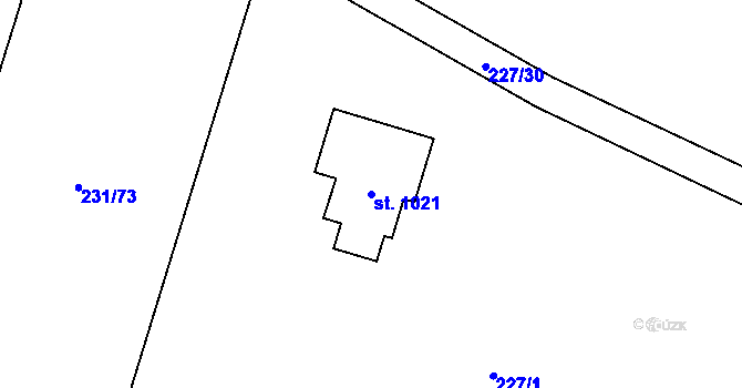 Parcela st. 1021 v KÚ Raškovice, Katastrální mapa