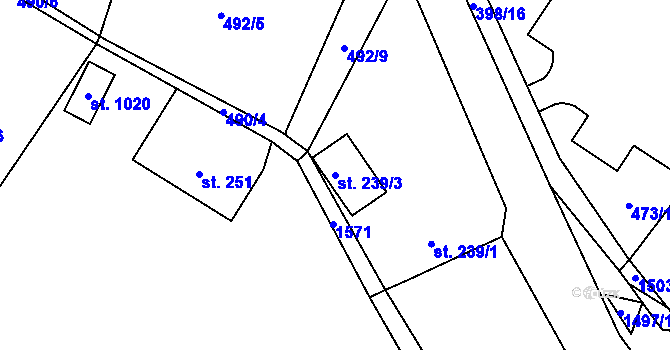 Parcela st. 239/3 v KÚ Raškovice, Katastrální mapa