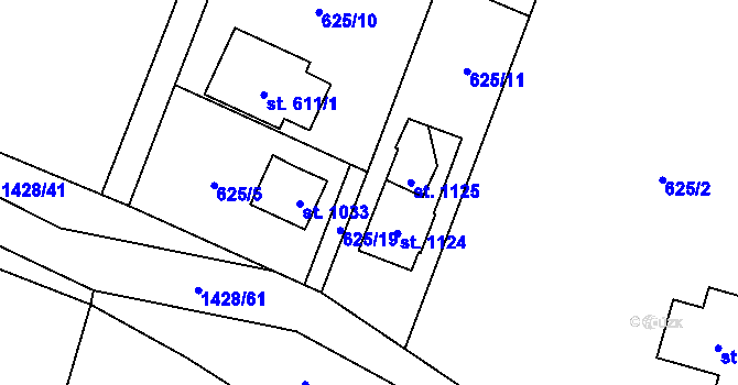 Parcela st. 625/17 v KÚ Raškovice, Katastrální mapa