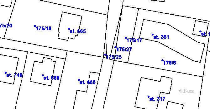 Parcela st. 175/25 v KÚ Raškovice, Katastrální mapa