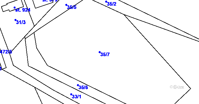 Parcela st. 35/7 v KÚ Raškovice, Katastrální mapa