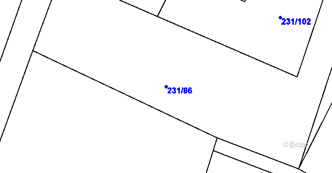 Parcela st. 231/86 v KÚ Raškovice, Katastrální mapa