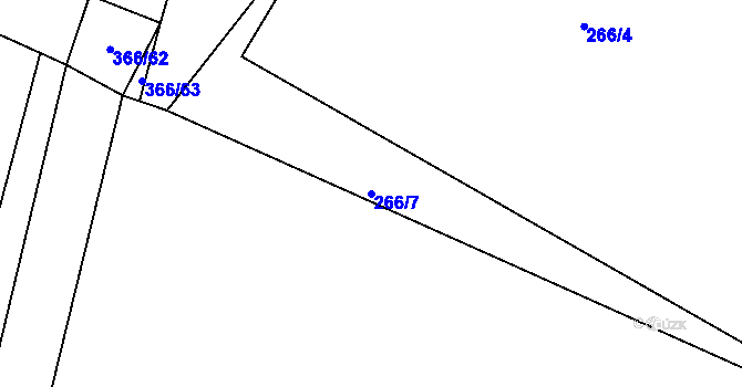 Parcela st. 266/7 v KÚ Raškovice, Katastrální mapa